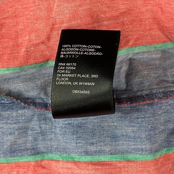 Urban Outfitters Men's Large Shirt Red Blue Striped Button Up Long Sleeve BE6 - Picture 5 of 6